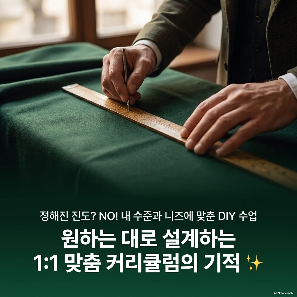 수준과 필요에 맞는 1:1 맞춤 커리큘럼을 소개하는 홍보 이미지